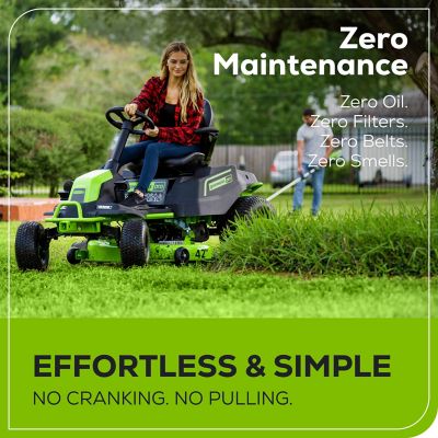 Image showing 7 th Greenworks CrossoverT 42 in. 60V Cordless Electric Riding Lawn Mower, Battery and Charger Included