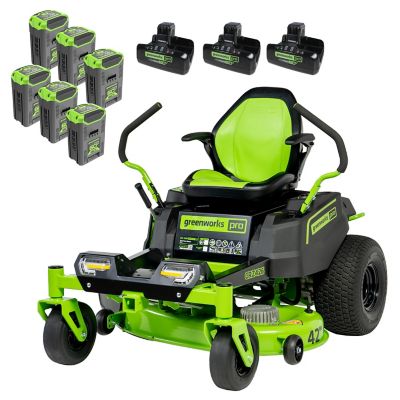 Greenworks 60V 42in 24 HP Electric Battery Powered CrossoverZ Zero-Turn Riding Lawn Mower, (6) 8 Battery & (3) Chargers, CRZ426 Very pleased with Greenworks Mower