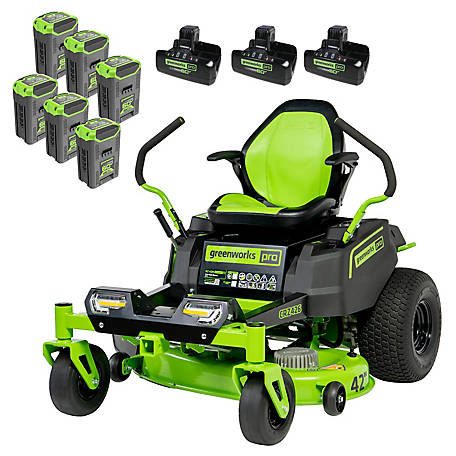 Greenworks 60V 42in 24 HP Electric Battery Powered CrossoverZ Zero-Turn Riding Lawn Mower, (6) 8 Battery & (3) Chargers, CRZ426