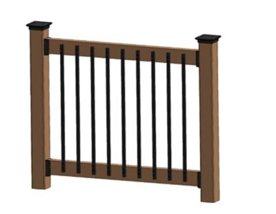 Image showing  42 in. Vintage Black Sand Steel Square Face Mount Deck Railing Baluster, 10 pc.