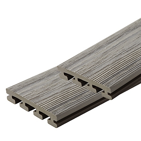 Fortress Building Products 8 ft. 5.5 in. Infinity I-Series Composite Grooved Deck Boards, Grey, 2-Pack, 241060809