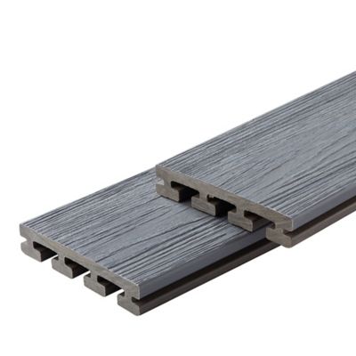 Fortress Building Products 8 ft. 5.5 in. Infinity I-Series Composite Grooved Deck Boards, Grey, 2-Pack, 241060804