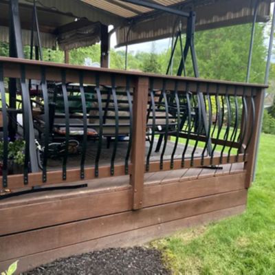 Image showing  31 in. Vienna Bow Black Sand Steel Deck Railing Baluster, 10 pc.