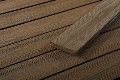 Fortress Building Products 8 ft. Apex PVC Grooved Deck Boards, BT Brown, 2 pc.