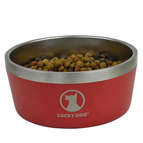 Lucky Dog Indulge Black Double Wall Stainless Steel Dog Bowl, 8 Cups