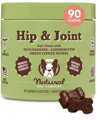 Natural Dog Company Hip and Joint Chewable Supplements for Dogs, Chicken Flavor, 90 ct.