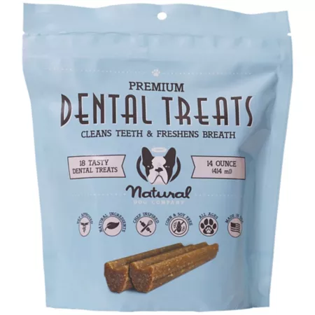 Natural Dog Company Dental Treats for Dogs 18 ct Dog Teeth Cleaning & Breath Freshening