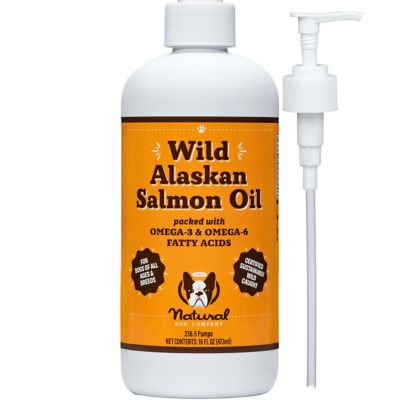 Natural Dog Company Wild Alaskan Salmon Oil for Dogs, Liquid Food Supplement, 16 fl. oz.