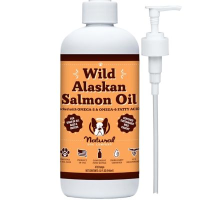 Natural Dog Company Wild Alaskan Salmon Oil for dogs, Liquid Food Supplement, 32 fl. oz. Looked for another fish oil and came across this and Woodstock LOVES the flavor and it has made breakfast time so much easier and enjoyable for us!
