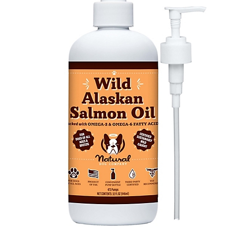 Natural Dog Company Wild Alaskan Salmon Oil for dogs, Liquid Food Supplement, 32 fl. oz.