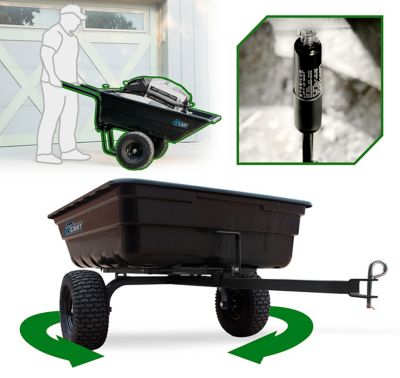 Image showing  Tow-Behind Green Thumb 12 cu. ft. Lift-Assist and Swivel Dump Cart with 4-Ply Run-Flat Tires