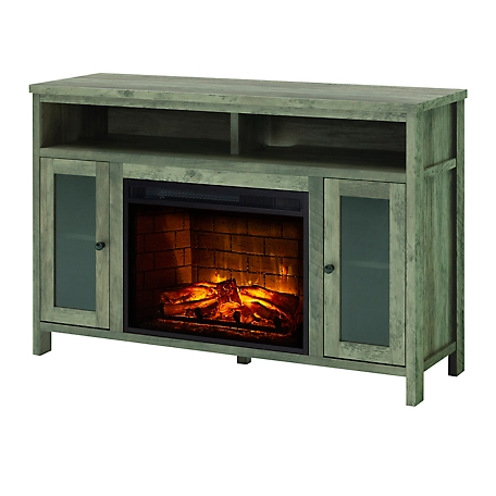 Pleasant Hearth 48 in. Davis Infrared Media Electric Fireplace, Includes Glass Doors, Washed Chestnut Finish