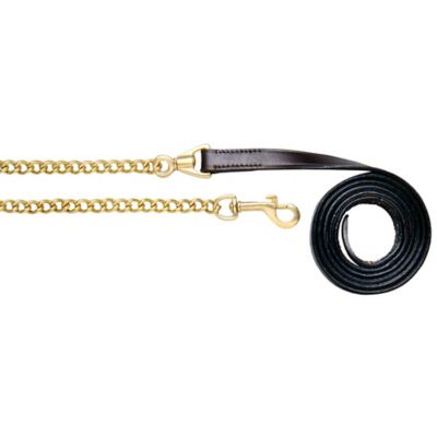 Tough-1 Leather Horse Lead Line, 30 in. x 1 in., Brass
