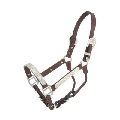 Tough1 Silver Bar Leather Show Halter