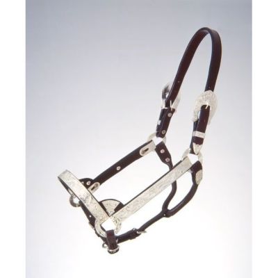 Tough1 Bright Cut Edge Silver Leather Show Halter