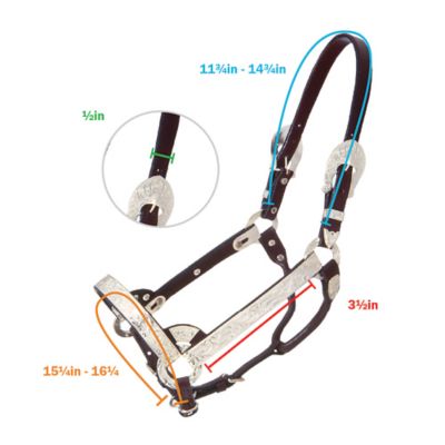 Image showing  Bright Cut Edge Silver Leather Show Halter