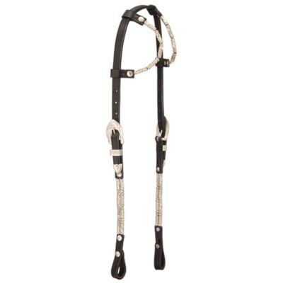 Tough-1 Ferruled Double Ear Leather Show Headstall