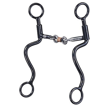 Tough-1 5-1/2 in. Shank 3 pc. Black Steel S Shank with Sweet Iron Snaffle Bit