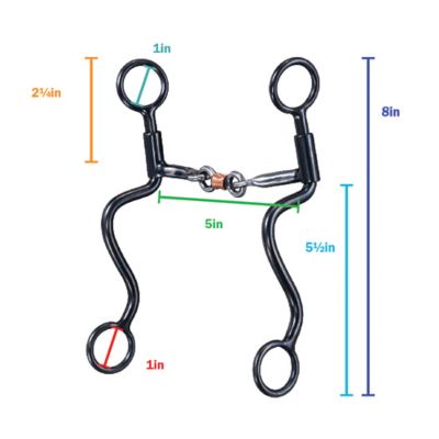 Image showing  5-1/2 in. Shank 3 pc. Black Steel S Shank with Sweet Iron Snaffle Bit