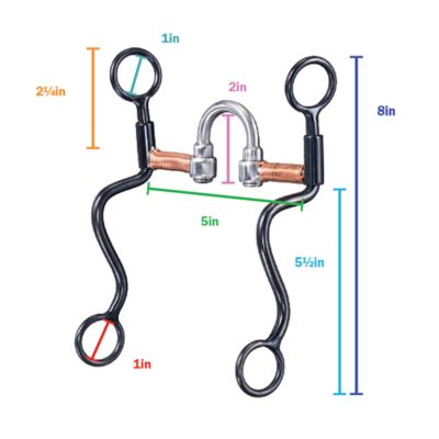 Image showing  5-1/2 in. Shank Black Steel S Shank Sweet Iron Correction Snaffle Bit