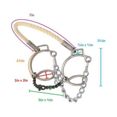 Image showing  2 pc. Twisted Sweet Iron Snaffle Bit with Rope Nose, 6 in. Cheek