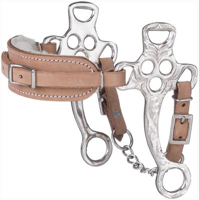 Tough-1 Fleece-Lined Nose Engraved Silver Hackamore