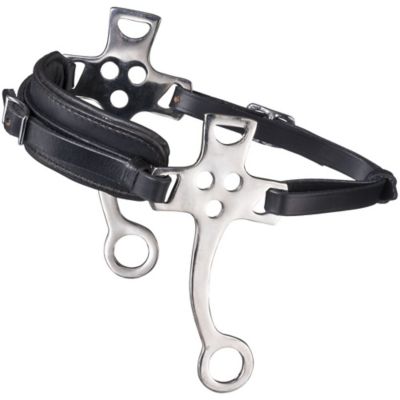 Tough1 Leather Nose Stainless Steel Hackamore