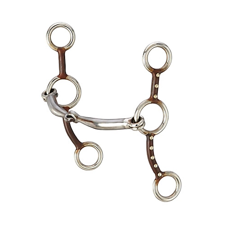 Tough-1 2-1/2 in. Shank Antique Brown Snaffle Bit with Dots