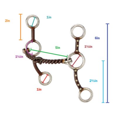 Image showing  2-1/2 in. Shank Antique Brown Twisted Wire Snaffle Bit