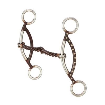 Tough-1 2-1/4 in. Shank Antique Brown Twisted Wire Gag Snaffle Bit