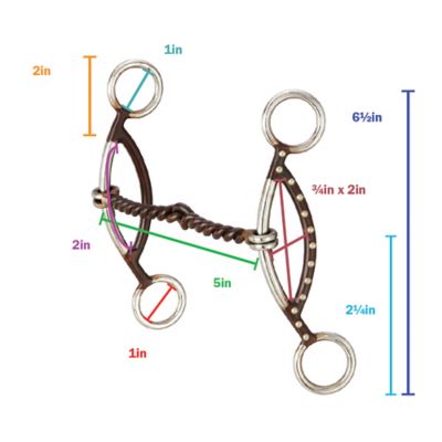 Image showing  2-1/4 in. Shank Antique Brown Twisted Wire Gag Snaffle Bit