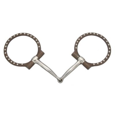 Tough1 Antique Brown Offset Dee Snaffle Bit with Dots