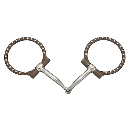Tough-1 Antique Brown Offset Dee Snaffle Bit with Dots