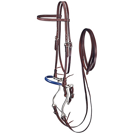 Tough-1 Browband Bridle Complete with Hackamore, Curb Chain & Split Reins
