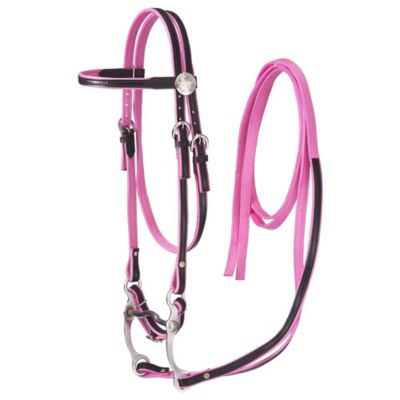 Tough-1 Nylon Horse Bridle w/Leather Overlay