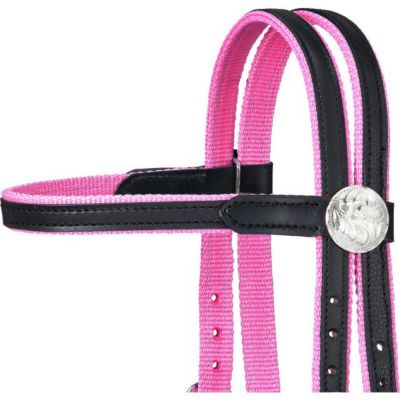 Image showing  Nylon Horse Bridle with Leather Overlay