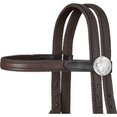 Image showing  Nylon Horse Bridle with Leather Overlay