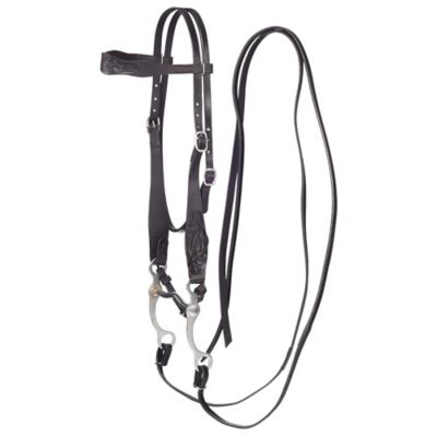 Tough1 Embossed Complete Leather Horse Browband Bridle