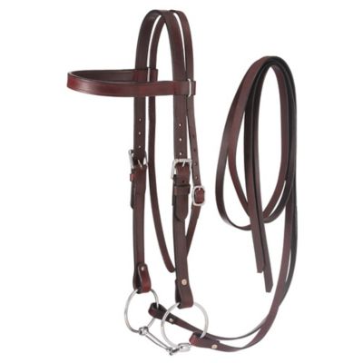 Tough1 Western Leather Browband Draft Bridle
