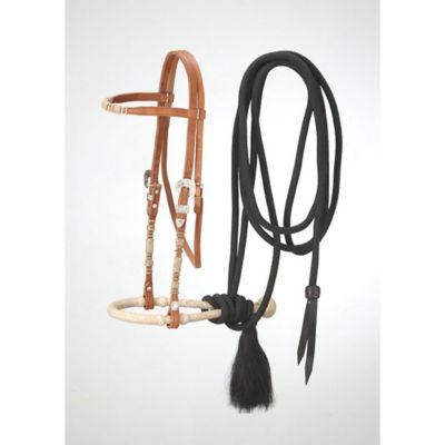 Tough-1 Brow Band Headstall Bosal/Mecate Set