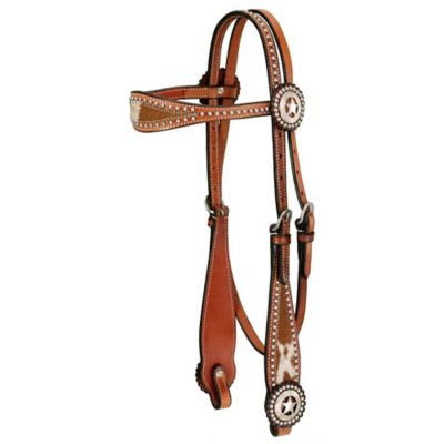 Tough1 Browband Headstall with Spotted Hair Overlay