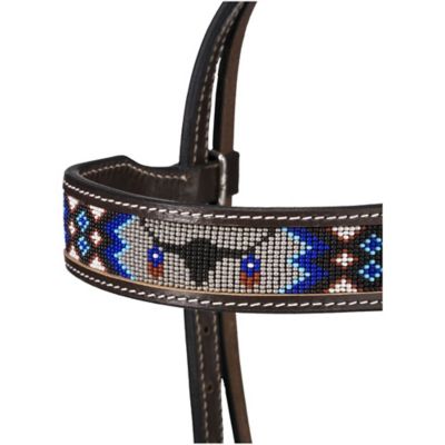 Image showing  Beaded Longhorn Brow Headstall