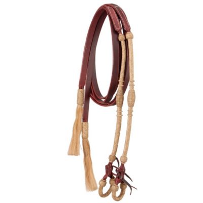 Tough1 Heavy Latigo w/Rolled Rawhide Split Reins