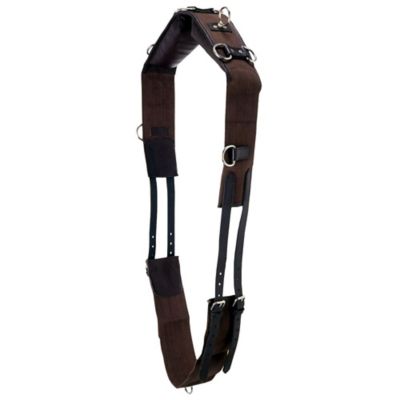 Tough-1 Professional Leather with Cotton Web Training Horse Surcingle