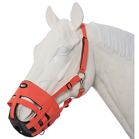 Tough-1 Easy Breathe Grazing Horse Muzzle, Orange, Horse