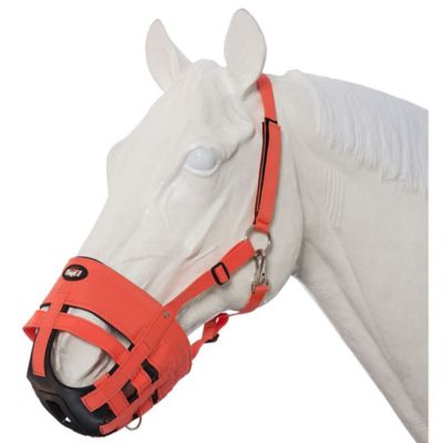 Tough-1 Easy Breathe Grazing Horse Muzzle, Orange, Large Horse