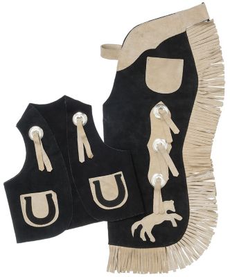 Tough-1 Unisex Youth Vest and Chap Set with Horses