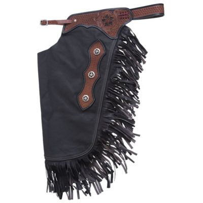 Image showing  Unisex Premium Smooth Leather Chinks with Basketweave Filigree