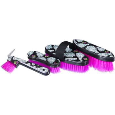 Tough-1 4 pc. Printed Horse Brush Set, Sugar Skull