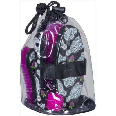 Image showing  4 pc. Printed Horse Brush Set, Sugar Skull